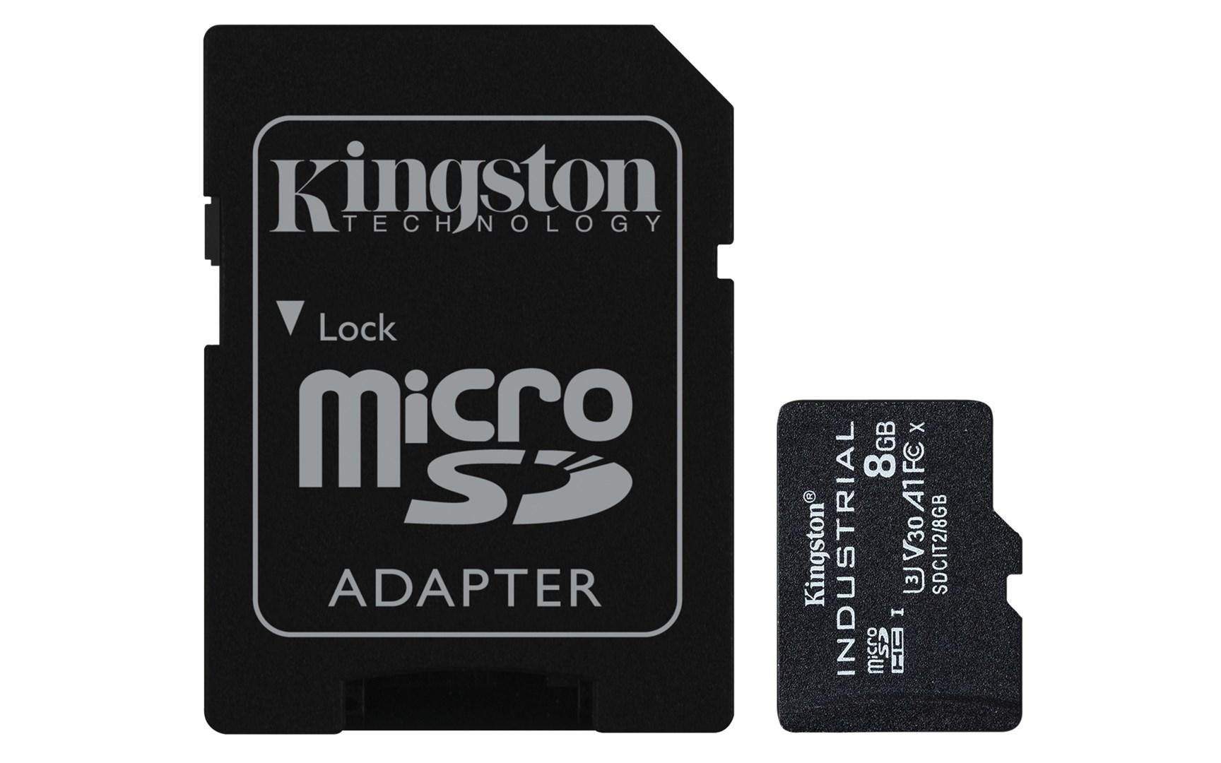 MicroSD-kort 8 GB - Kingston Technology Industrial C10 A1 UHS-I U3 V30 + SD-adapter