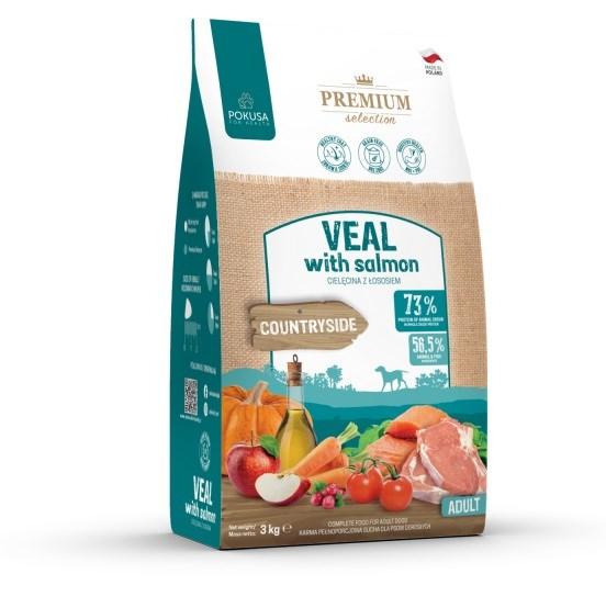 Hundefoder tørfoder POKUSA Premium Selection kalvekød med laks Adult – 3 kg billede