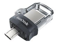 USB stik SanDisk Ultra Dual 128 GB - USB 3.0/micro USB, sort/sølv
