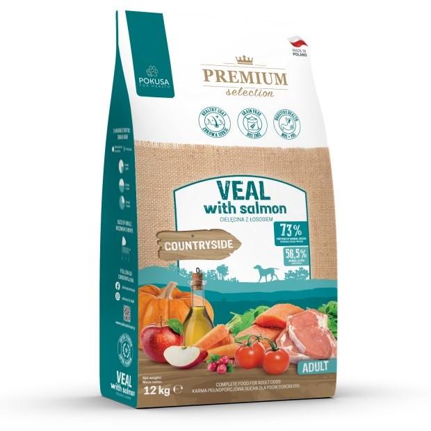 Hundefoder tørfoder POKUSA Premium Selection Kalv med laks Adult 12 kg billede