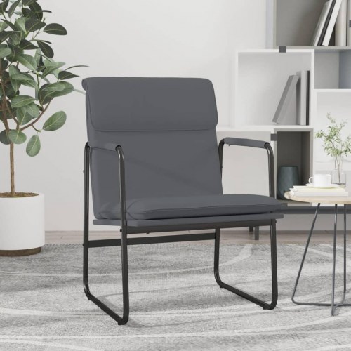 Loungestol i kunstlæder - grå, 55 × 64 × 80 cm