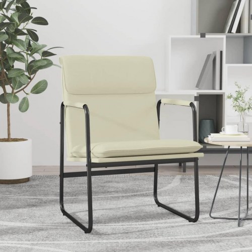Loungestol i kunstlæder - 55 × 64 × 80 cm, cremefarvet