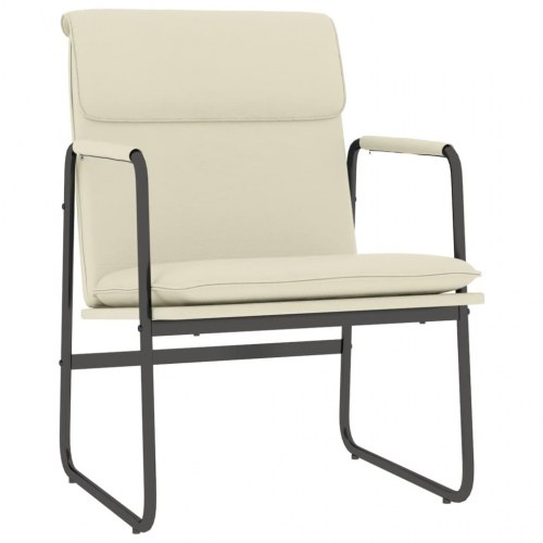 Loungestol i kunstlæder - 55 × 64 × 80 cm, cremefarvet