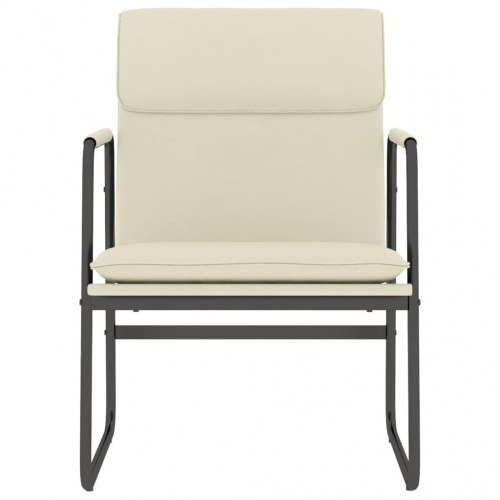Loungestol i kunstlæder - 55 × 64 × 80 cm, cremefarvet