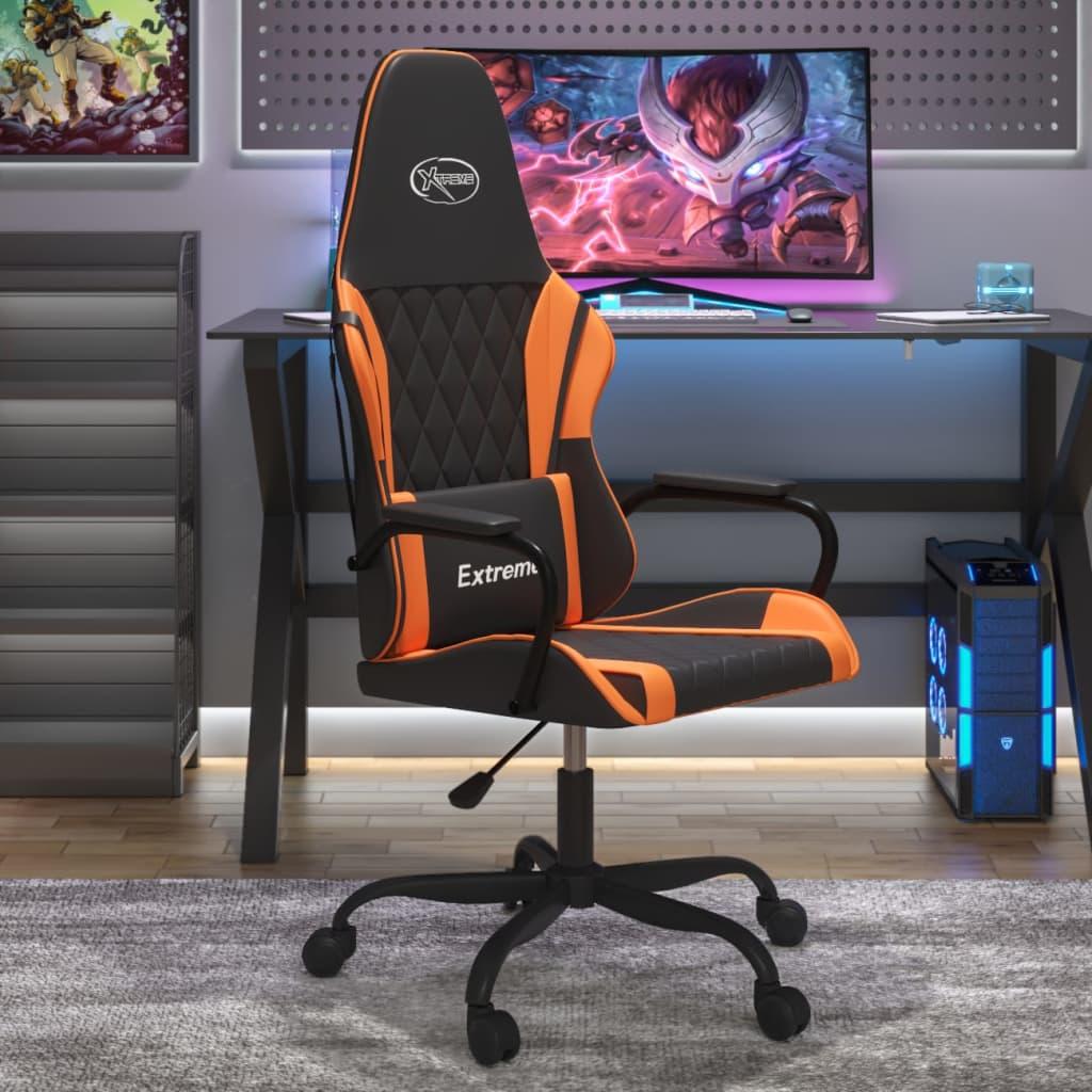 Gamingstol kunstlæder sort og orange billede