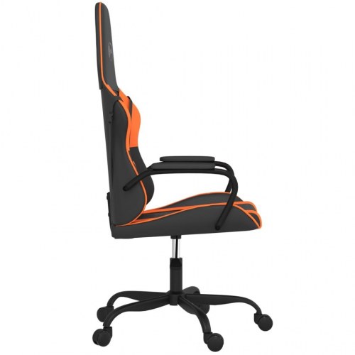 Gamingstol i kunstlæder - sort/orange, højdejusterbar drejestol