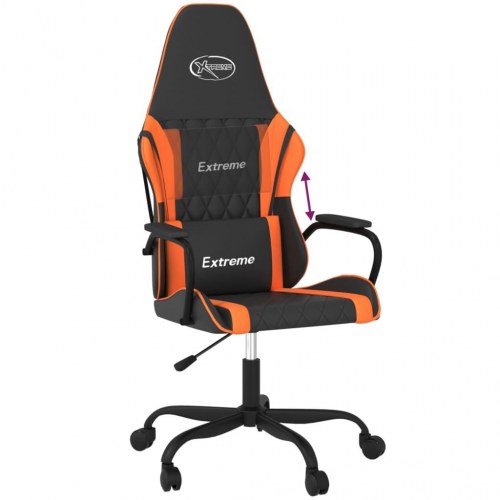 Gamingstol i kunstlæder - sort/orange, højdejusterbar drejestol