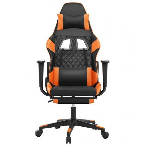 Gamingstol med fodstøtte i kunstlæder - sort/orange