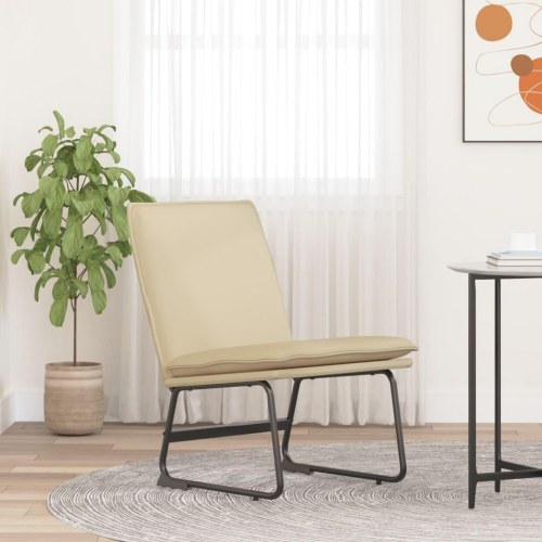 Loungestol i stof - cremefarvet, 52×75×76 cm
