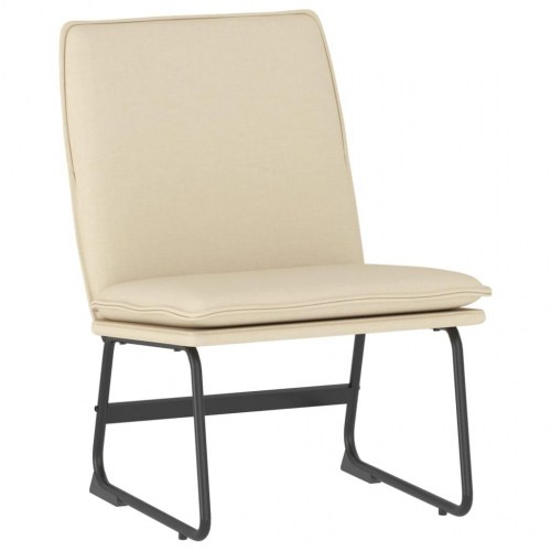 Loungestol i stof - cremefarvet, 52×75×76 cm