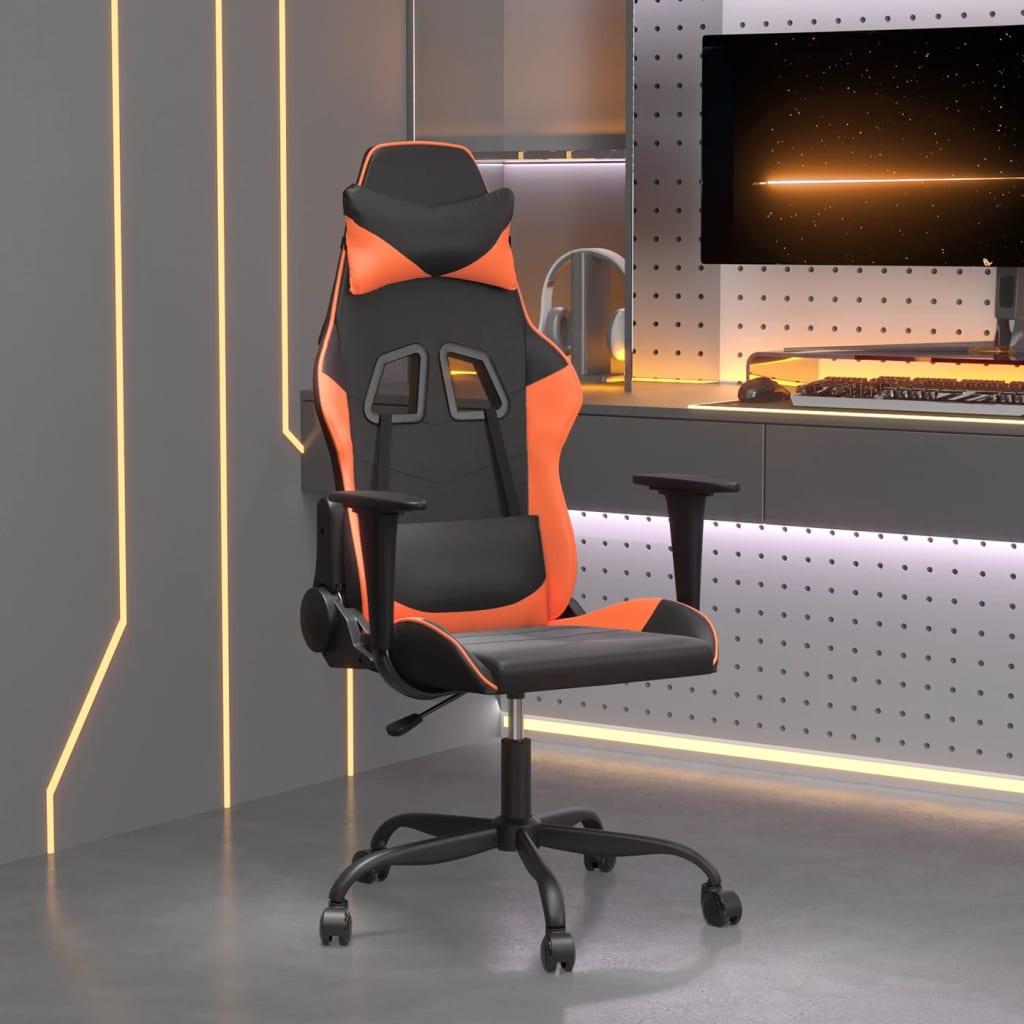 Gamingstol m. massagefunktion kunstlæder sort og orange billede