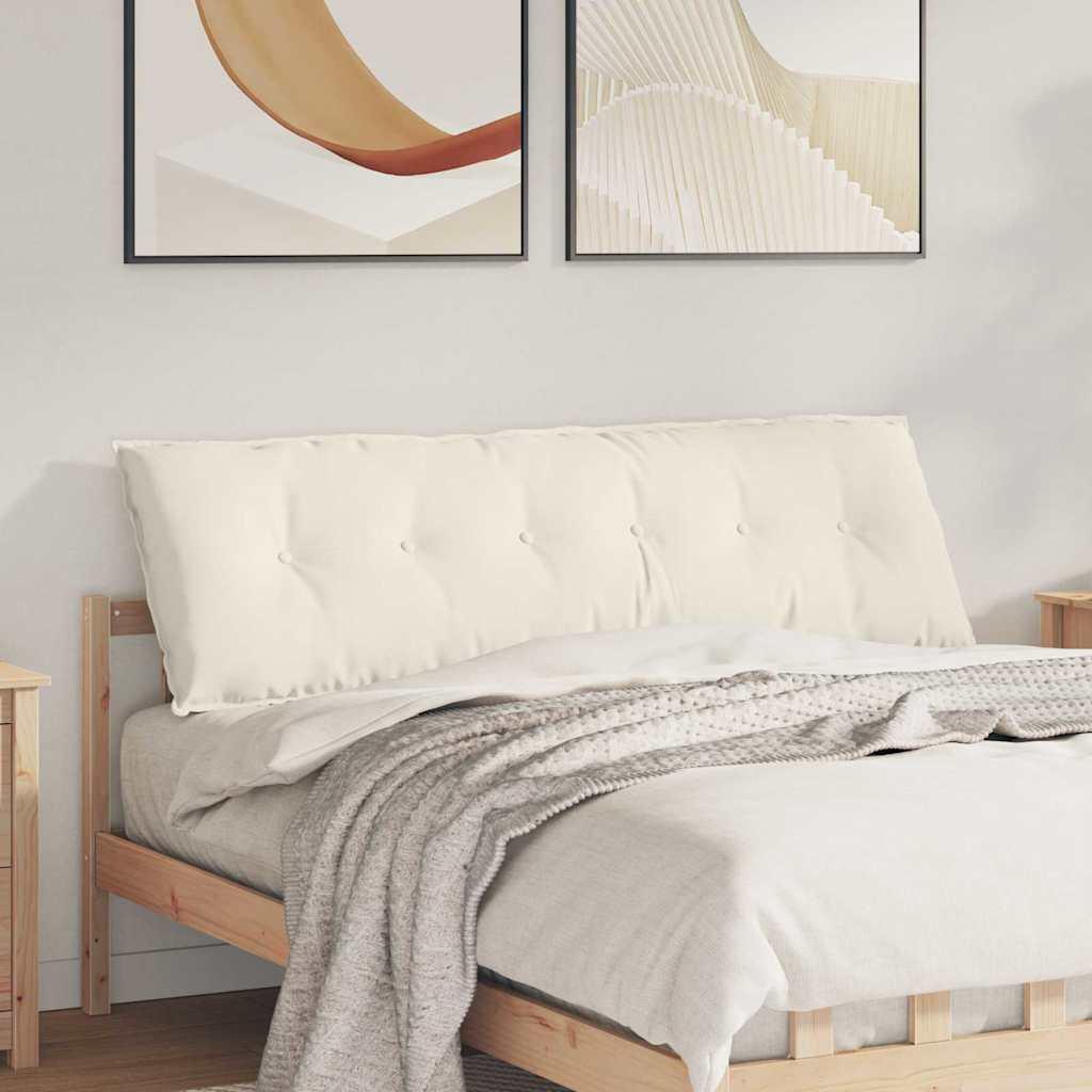 Rygpude Creme 160 x 50 cm Velourstof billede