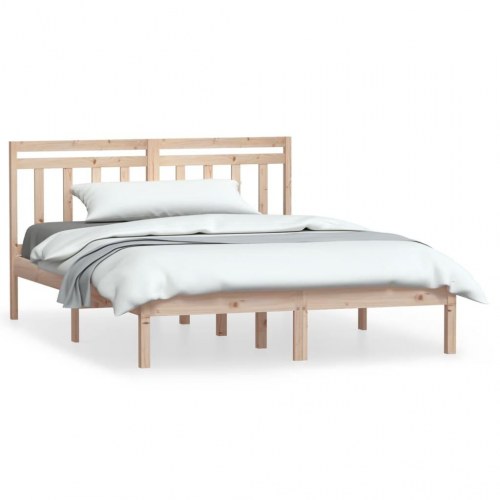 Sengeramme 140 x 190 cm i massivt fyrretræ - med sengegærde