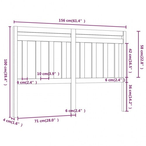 Sengegavl 156 × 4 × 100 cm - massivt fyrretræ, hvid
