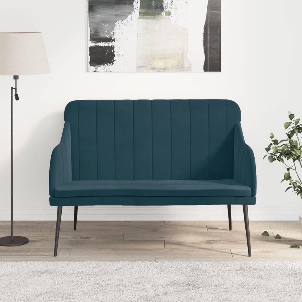 Bænk 110x76x80 cm velour blå billede