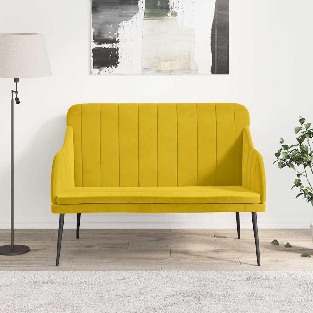 Bænk 110x76x80 cm velour gul billede