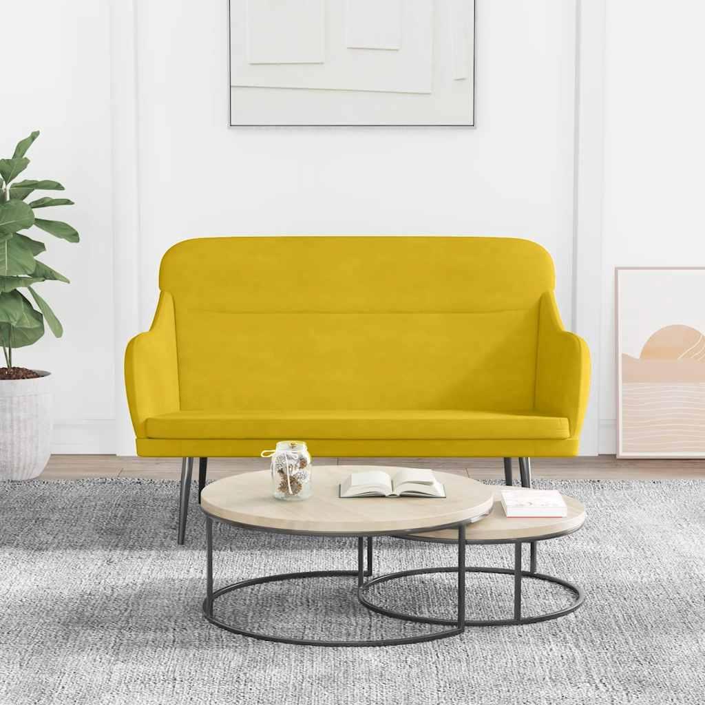 Bænk 110x76x80 cm velour gul billede