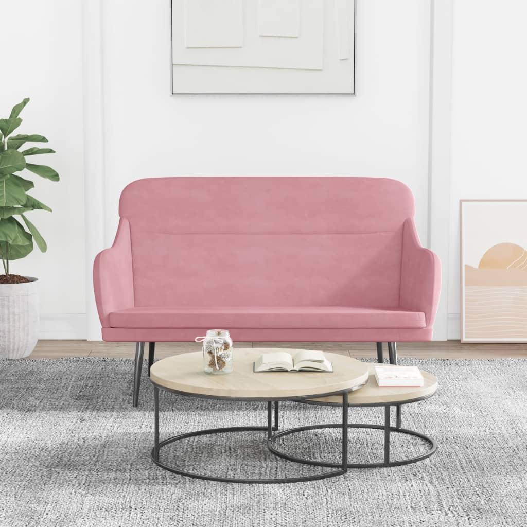 Bænk 110x76x80 cm velour Lyserød billede