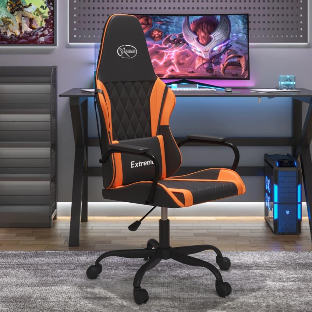 Gamingstol m. massagefunktion kunstlæder sort og orange billede
