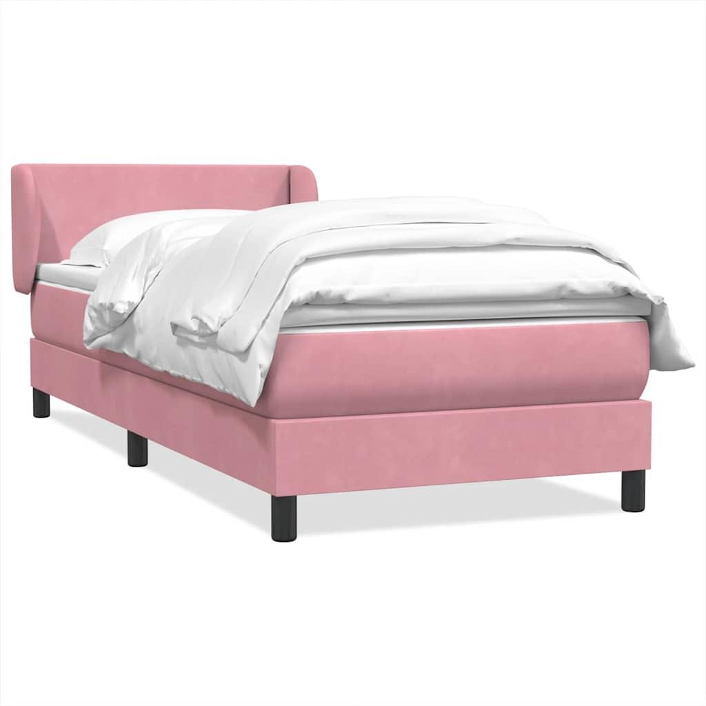 Kontinentalseng med madras lyserød 90x210 cm fløjl billede