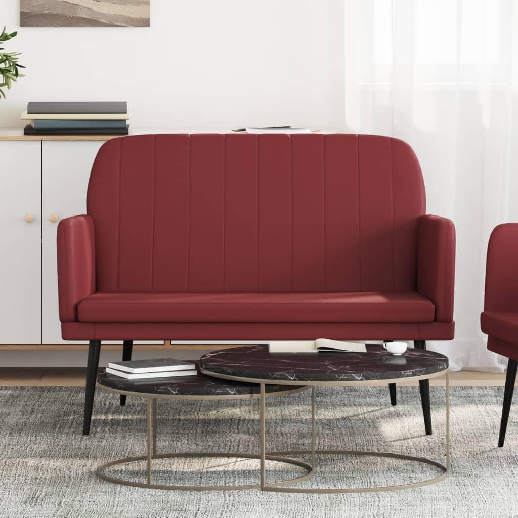Bænk 107x80x81 cm kunstlæder vinrød billede