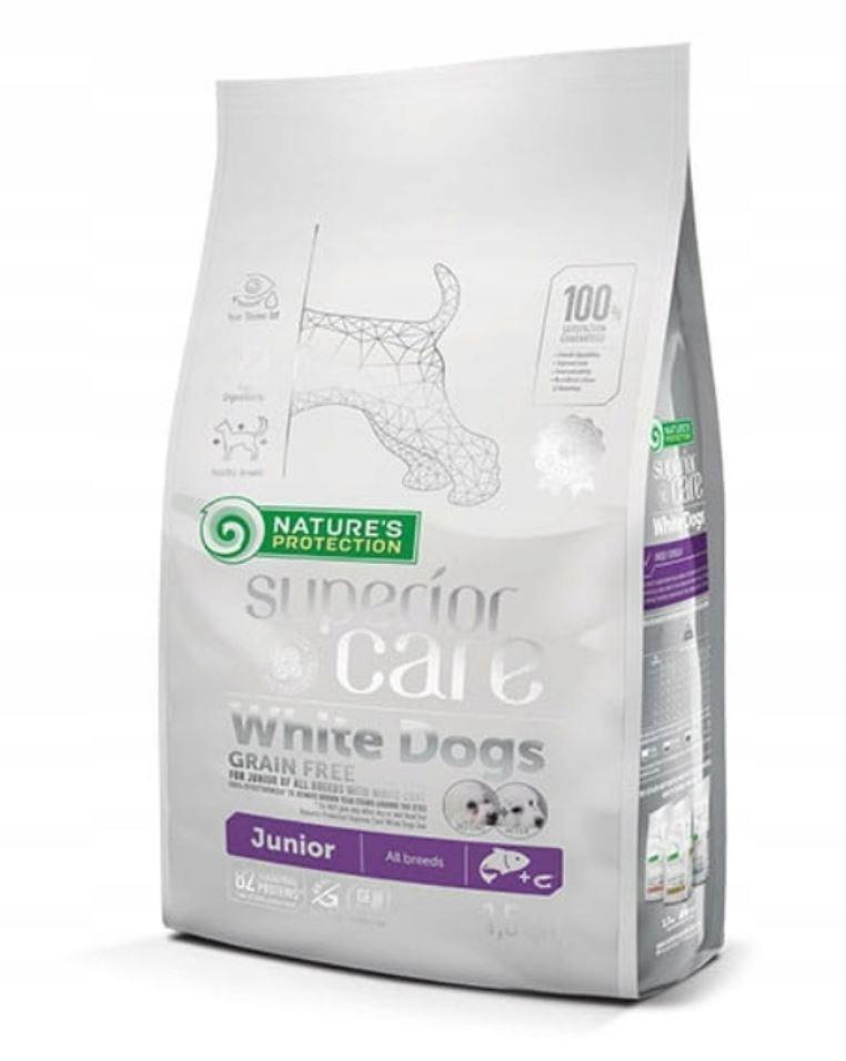 Hundefoder – NATURE'S PROTECTION Superior Care White Dogs Grain Free Junior Laks 1,5 kg billede