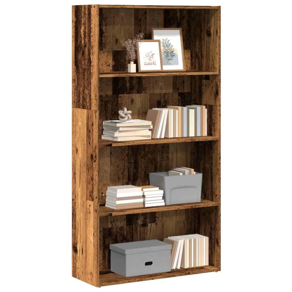 Bogreol 80x30x152 cm konstrueret træ gammelt trælook billede