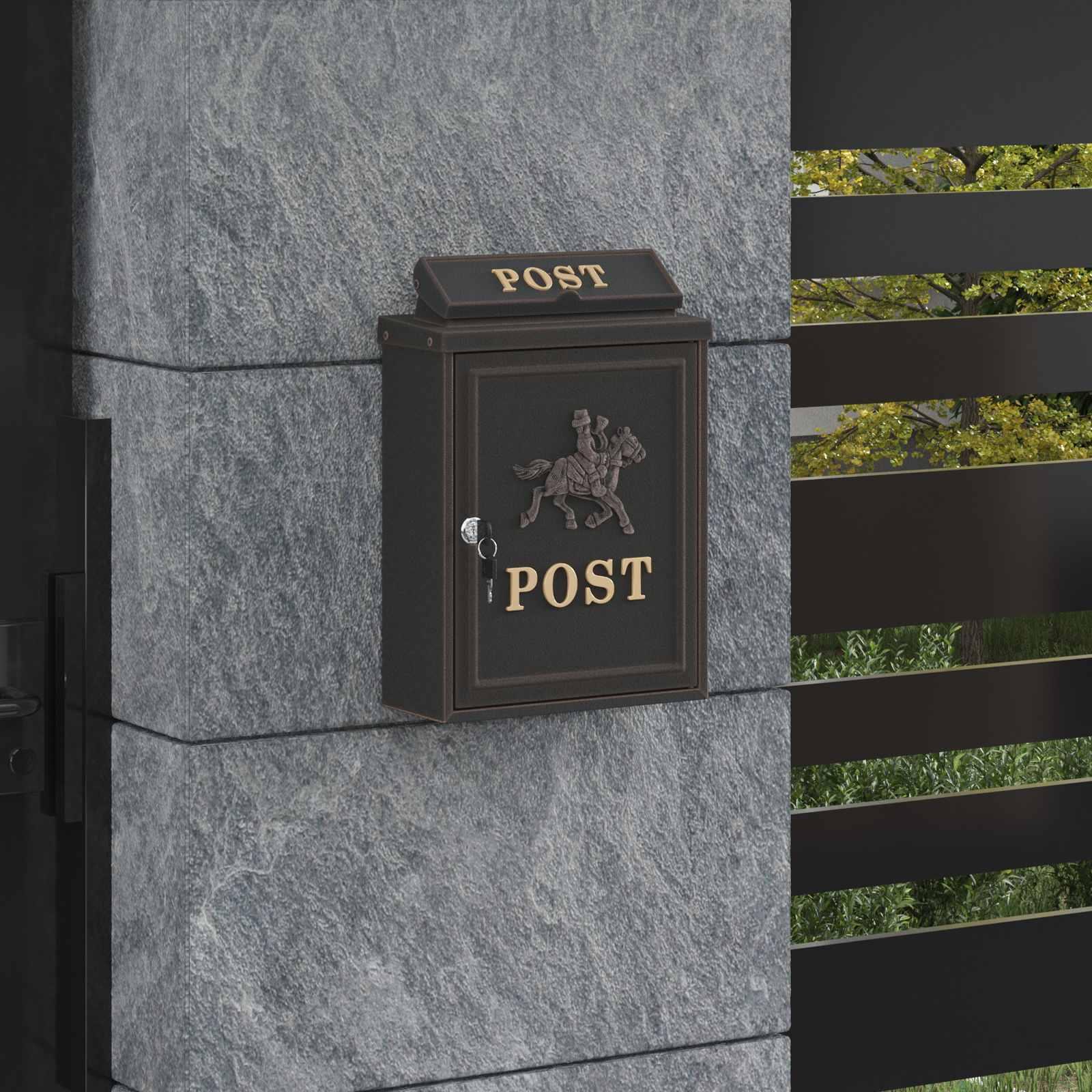Væghængt Postkasse Bronze 29 x 13 x 41 cm Gustt aluminium billede