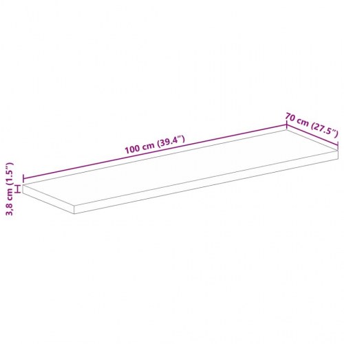 Bordplade 100x70x3,8 cm rektangulær massivt genbrugstræ