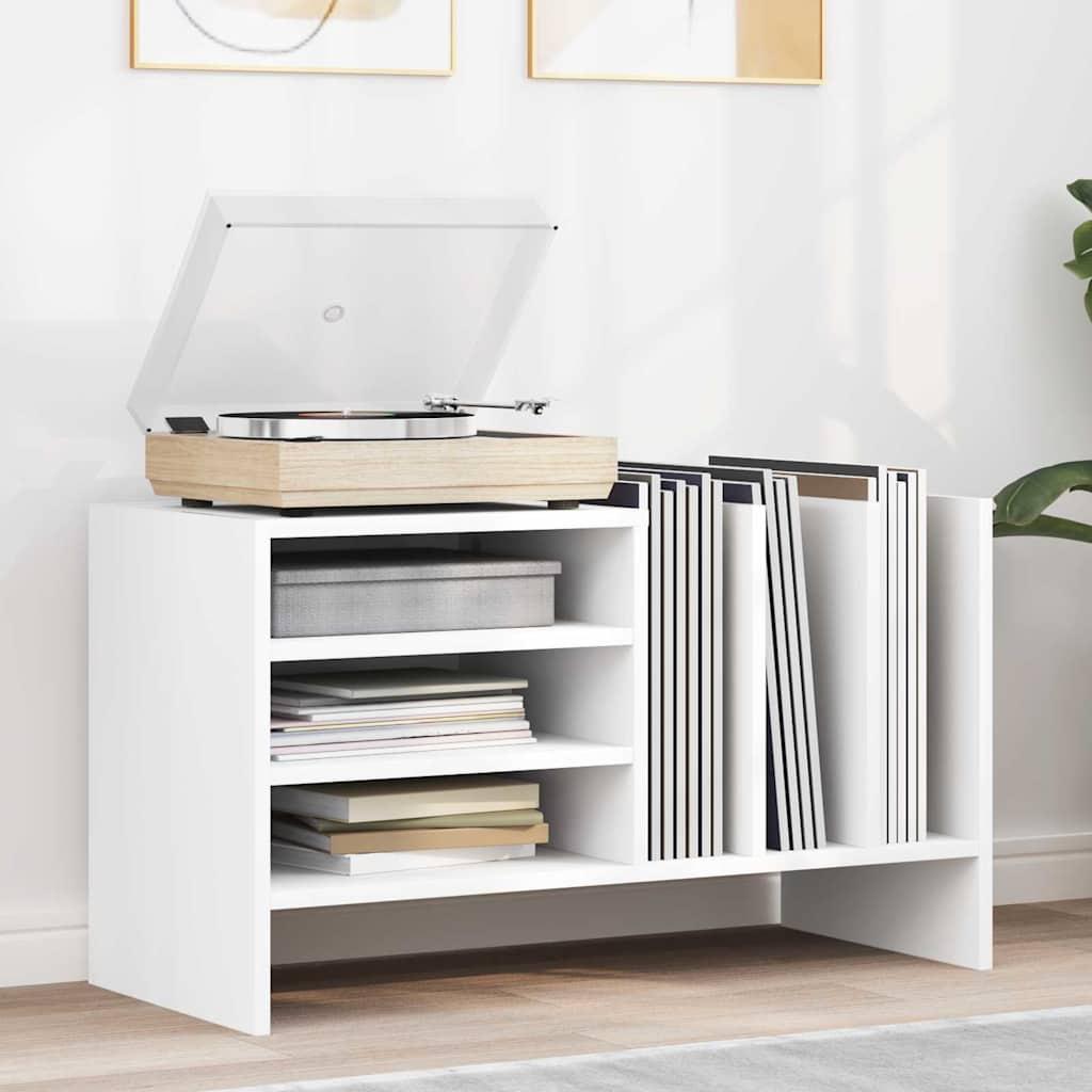 Pladeskab med hylde Hvid 78,5 x 35 x 45 cm Konstrueret træ billede