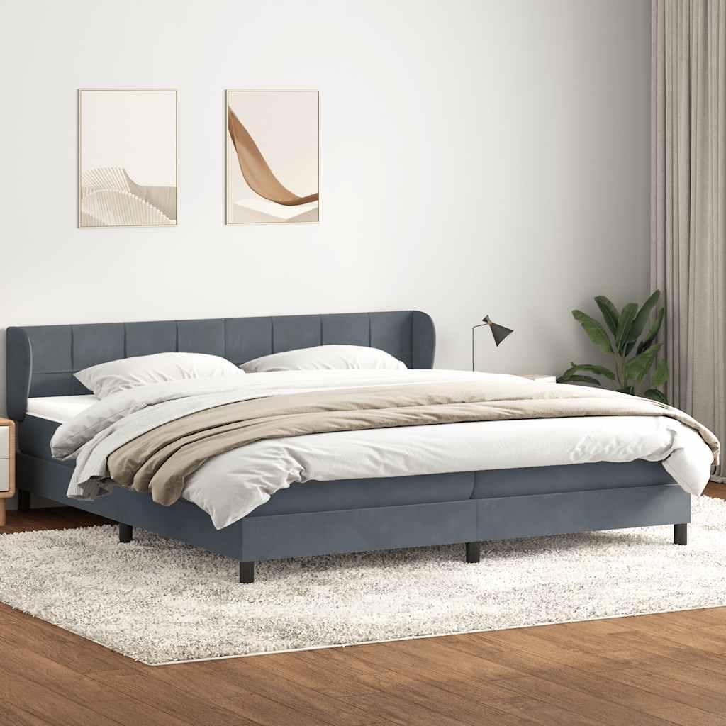 Kontinentalseng med madrasser 180x220 cm fløjl mørkegrå billede