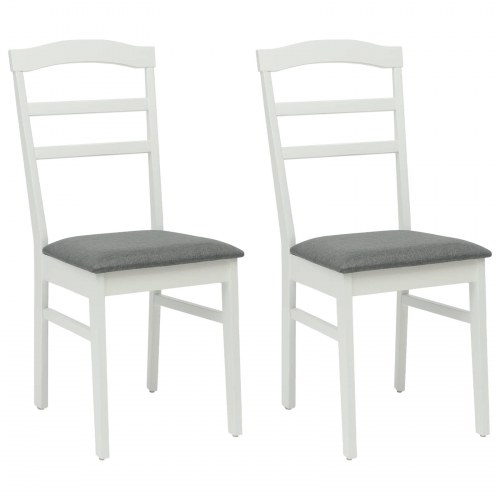 Spisestuestol 2 stk Hvid og Grå Massivt træ