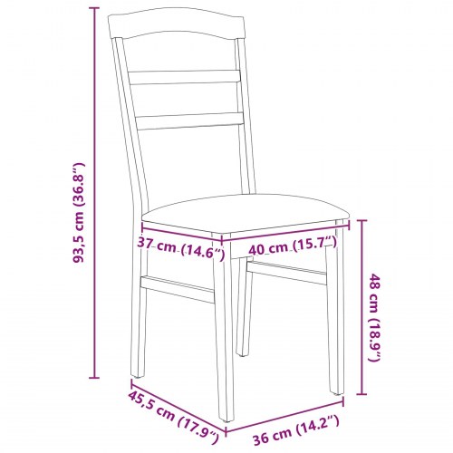 Spisestuestol 2 stk Hvid og Grå Massivt træ