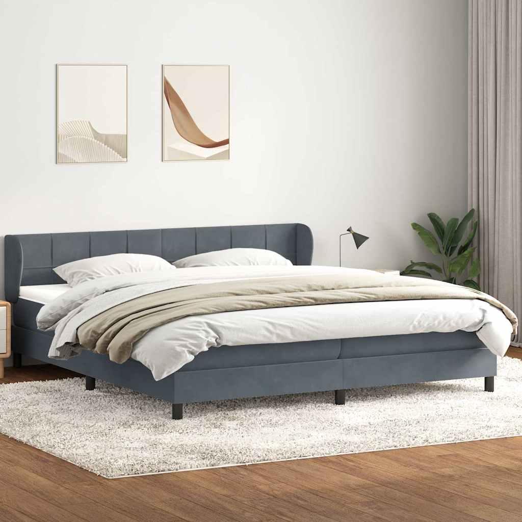 Kontinentalseng med madrasser 180×210 cm - fløjl, mørkegrå billede