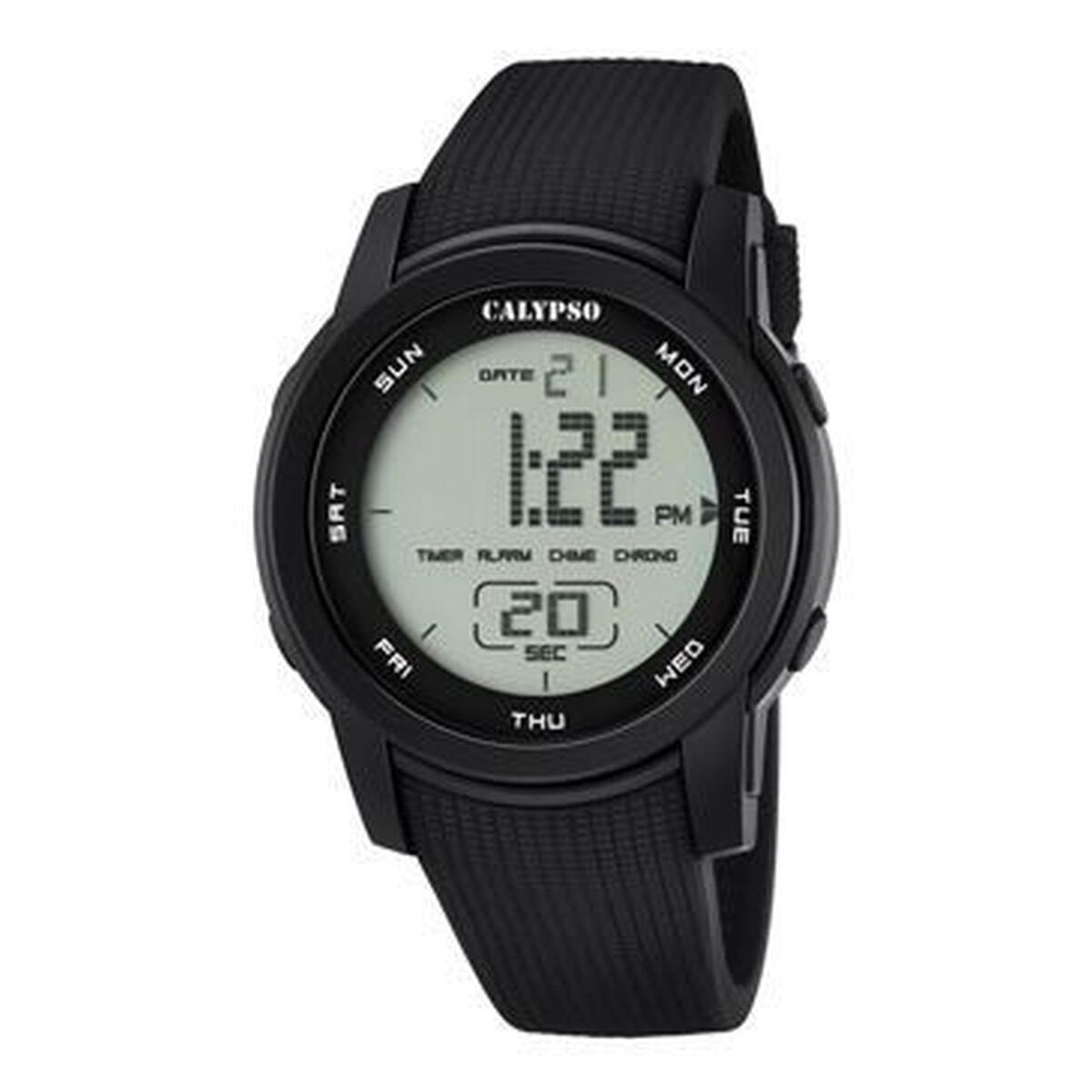 Calypso K5698/6 herreur - sort digital armbåndsur til mænd billede