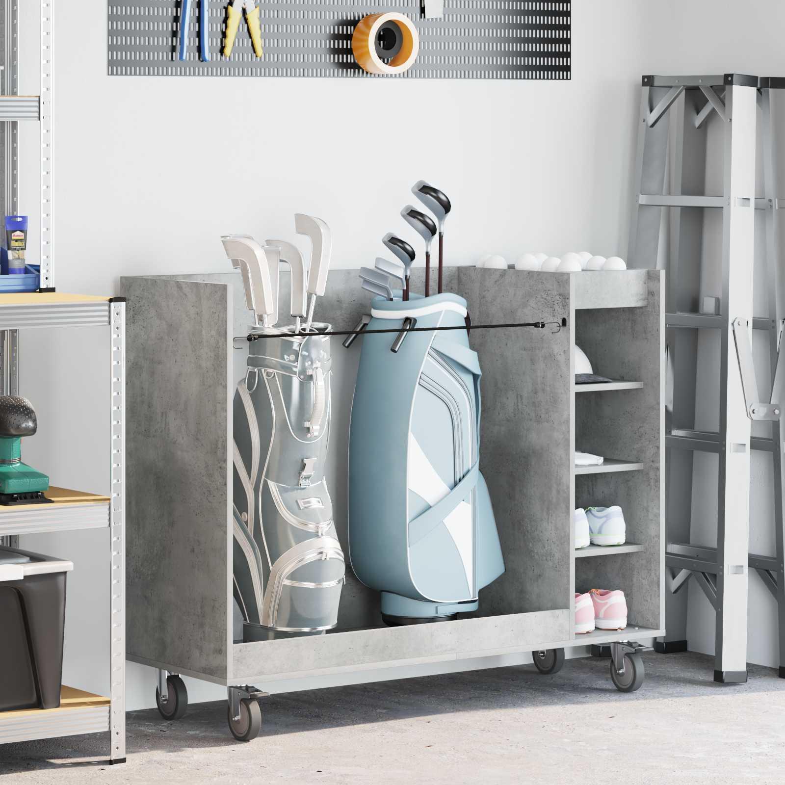 Golfskab med hjul - betongrå, 120 × 45 × 98 cm billede
