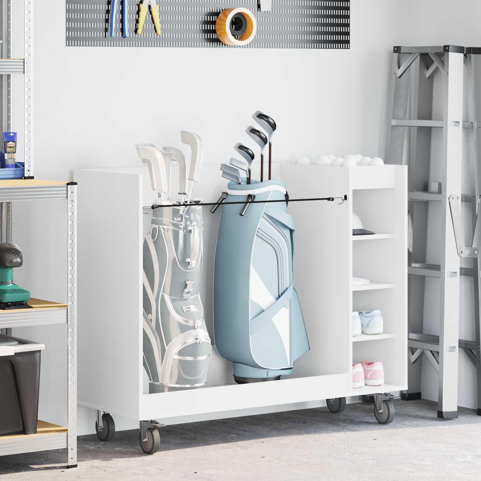 Golfskab med hjul - hvid, 120 × 45 × 98 cm billede