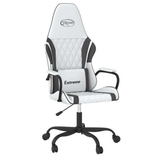Gamingstol med massagefunktion i kunstlæder - hvid/sort