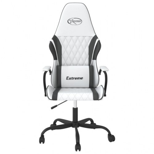 Gamingstol med massagefunktion i kunstlæder - hvid/sort