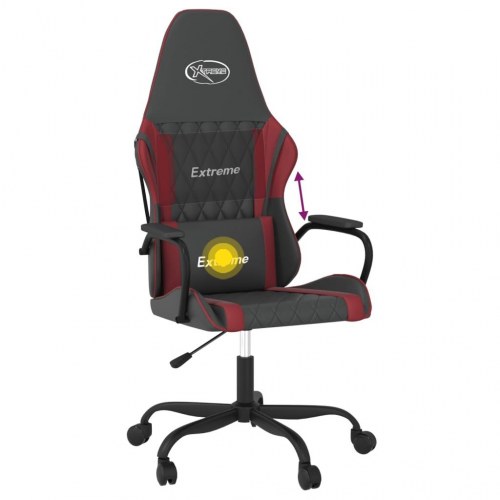 Gamingstol med massagefunktion i kunstlæder - sort/vinrød