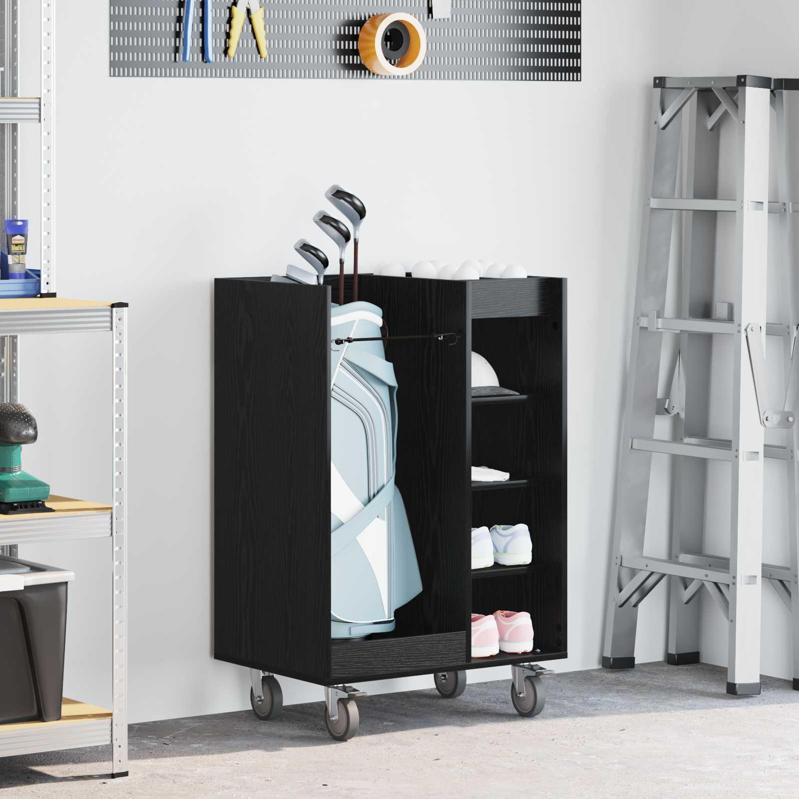 Golf Skab med hjul Ensfarvet Sort eg 65 x 45 x 98 cm billede