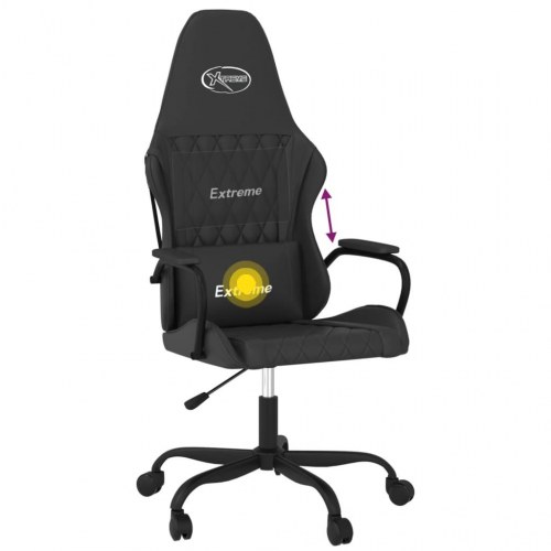 Gamingstol med massagefunktion i kunstlæder - sort, højdejusterbar drejestol