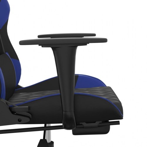 Gamingstol med massage og fodstøtte i kunstlæder - sort/blå