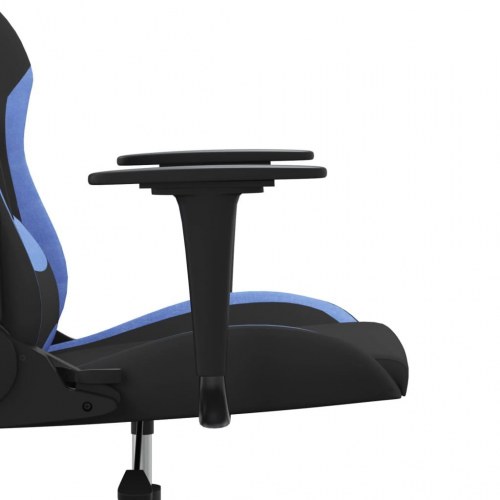 Gamingstol med massage - stof, sort/blå, justerbar