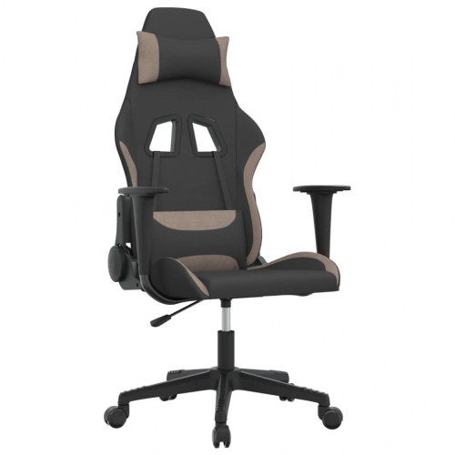 Gamingstol med massagefunktion i stof - sort og gråbrun