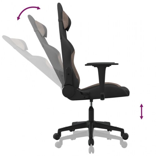 Gamingstol med massagefunktion i stof - sort og gråbrun