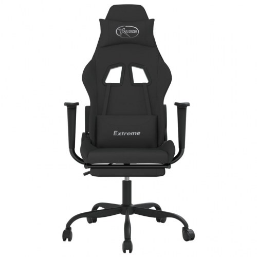 Gamingstol med massagefunktion og fodstøtte - stof, sort