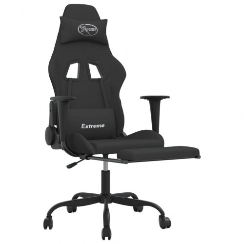 Gamingstol med massagefunktion og fodstøtte - stof, sort