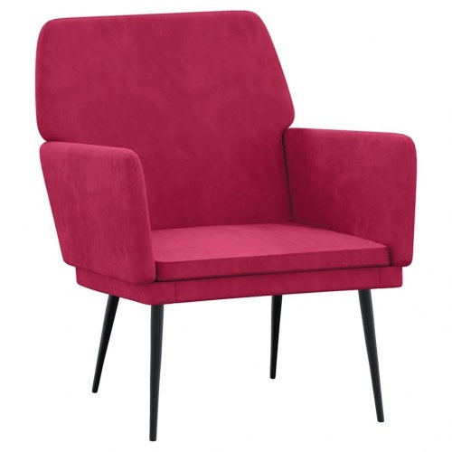 Lænestol i velour - 62 × 79 × 79 cm, vinrød