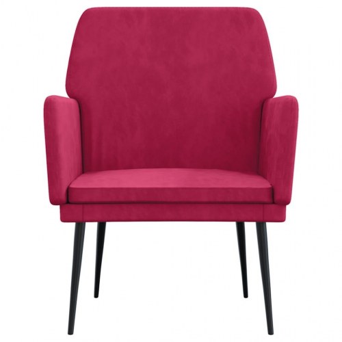 Lænestol i velour - 62 × 79 × 79 cm, vinrød